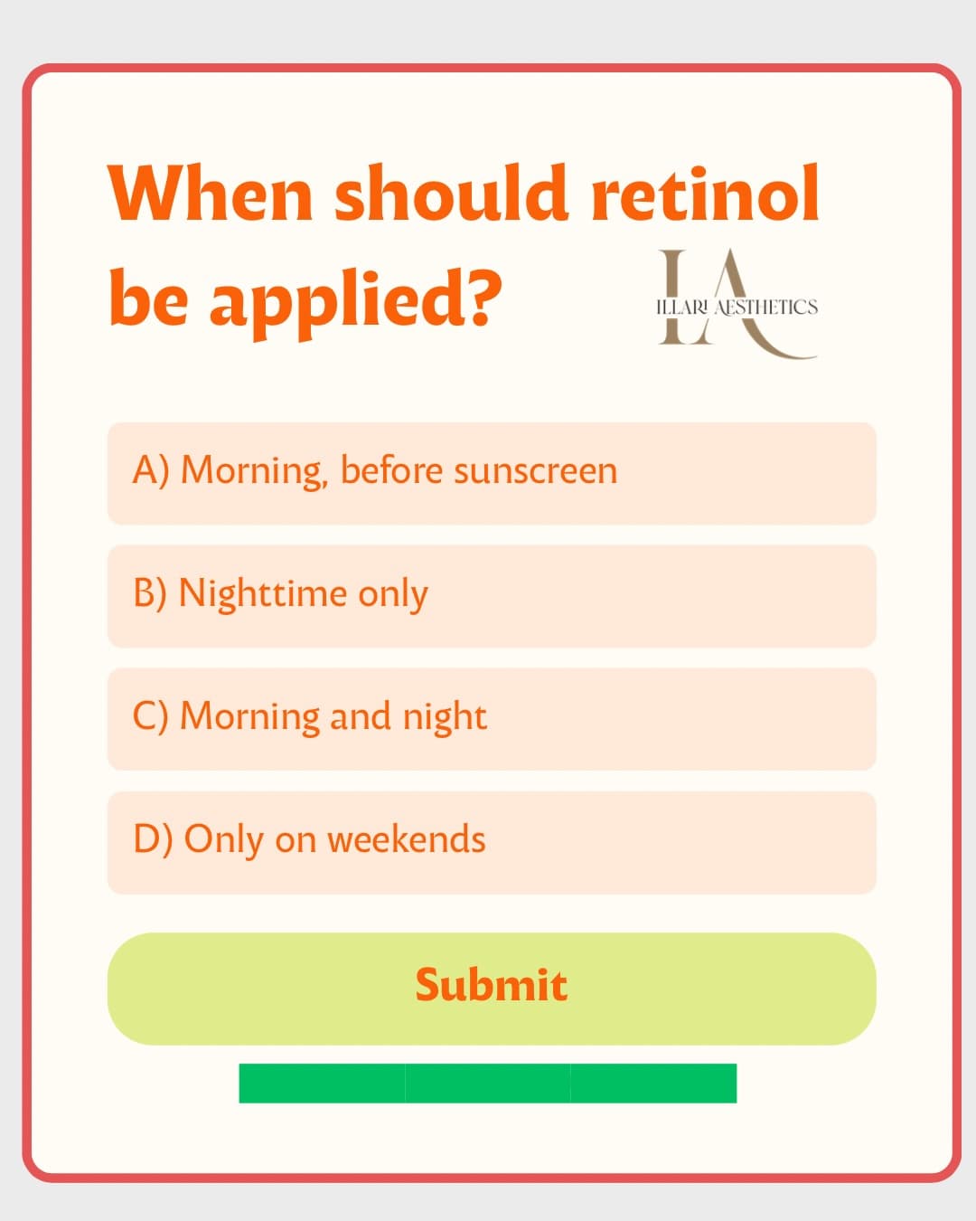 When should retinol be applied quiz at Illari Aesthetics